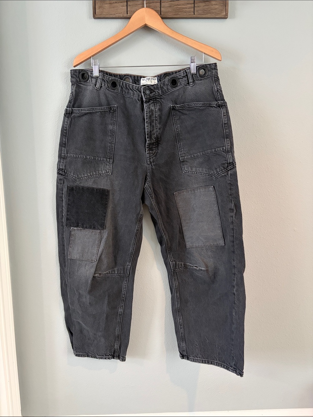 We the Free Moxie Pull on Patchwork Barrel Jeans Nighthawk Wash size 31 - Picture 2 of 6